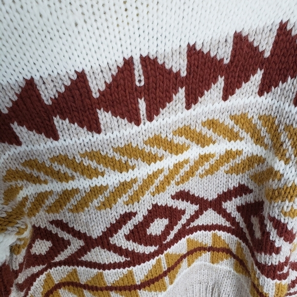 Elsamanda chunky wool alpaca blend turtleneck sweater, southwestern print, Sz S. - Picture 5 of 9